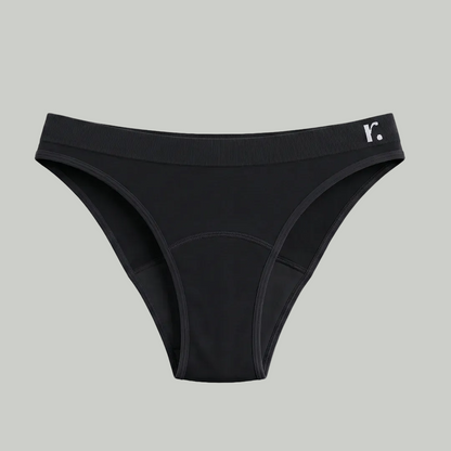 Rudie new Leakproof Period Brief in black — front view by designer Mei Seto