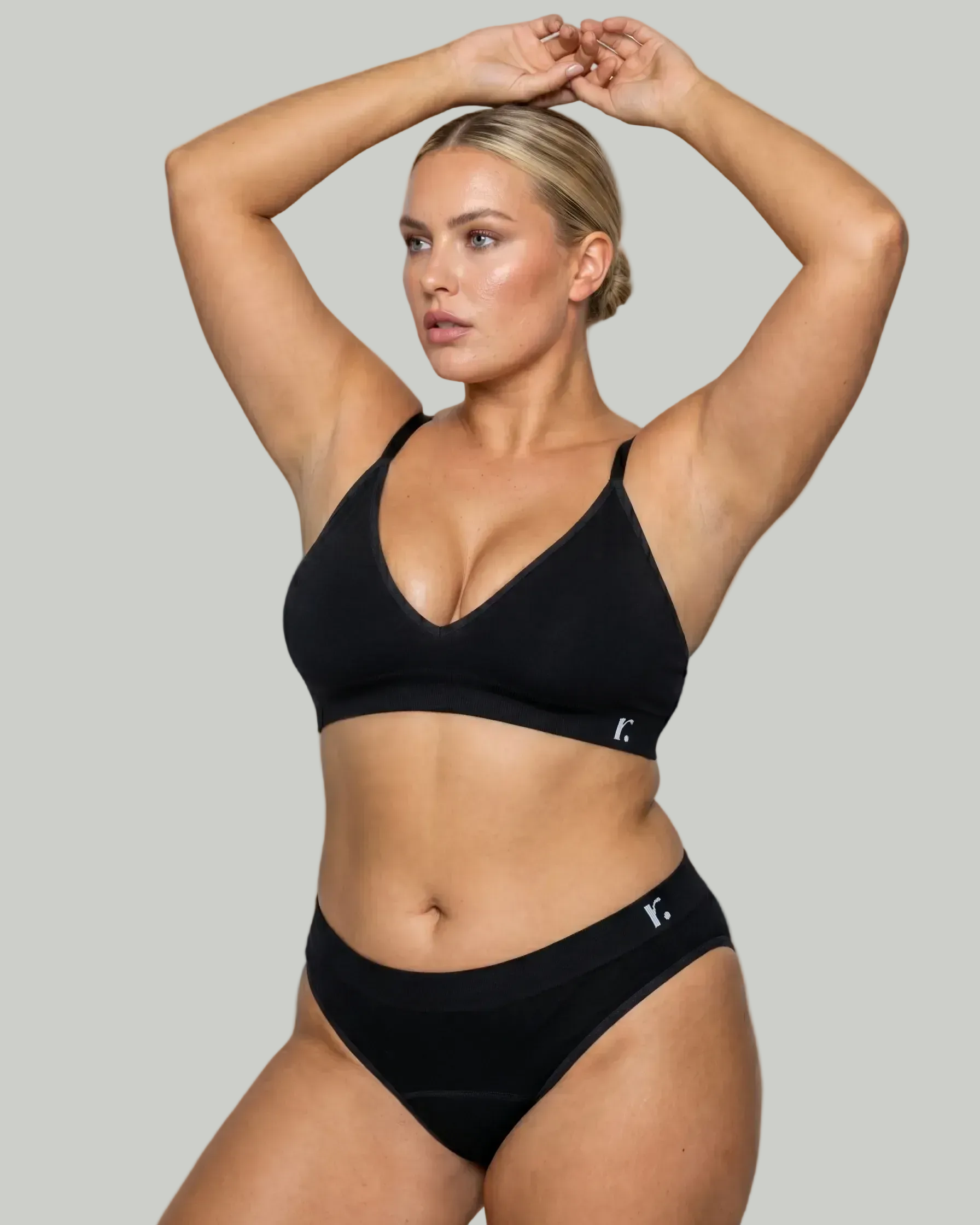 Rudie Leakproof Period Brief in black — seamless bamboo viscose front view product shot
